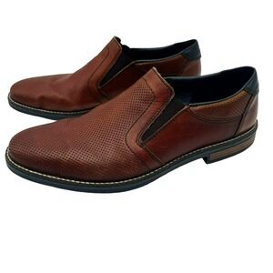 RIEKER Men's size 11.5 Brown Textured Semi-Dress Genuine Leather Loafer‎ Shoes